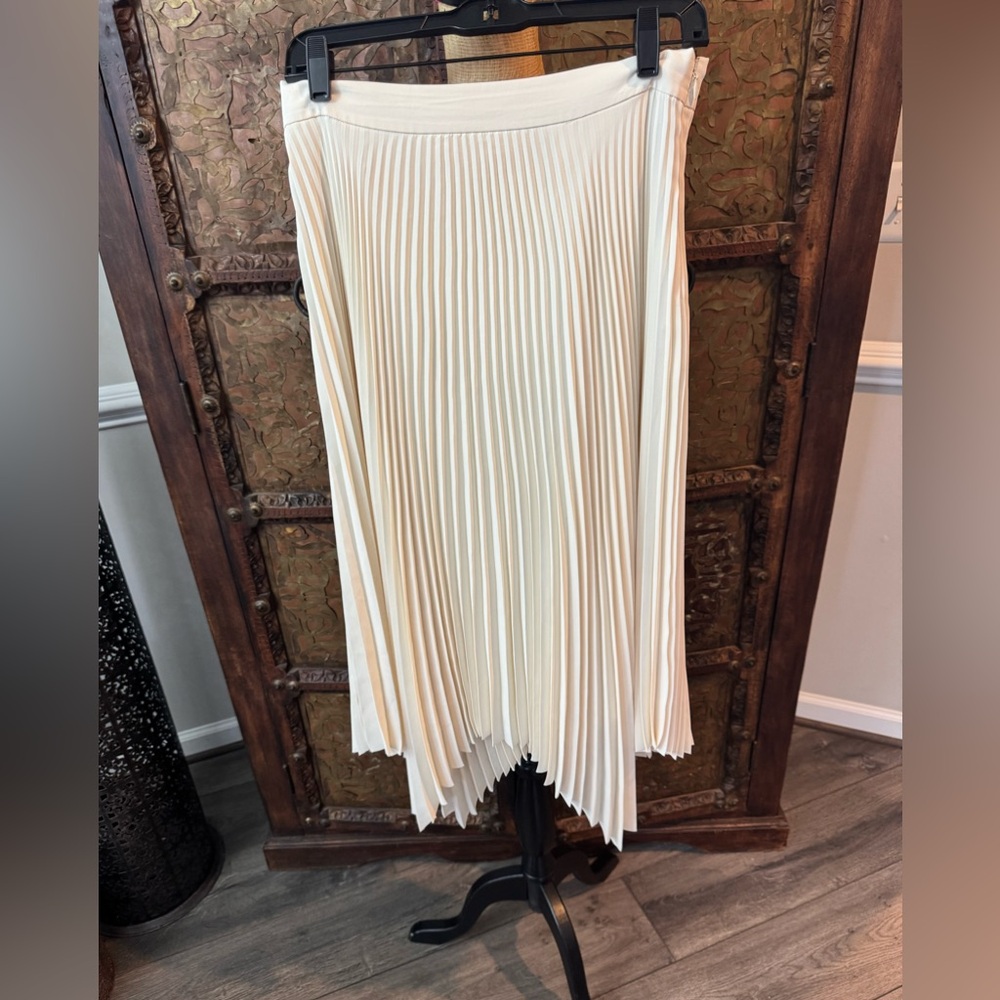 Tory Burch Cream Pleated Midi Skirt